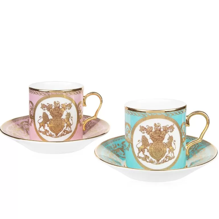 Royal Collection Shop Special Edition Lustre Pink And Green Coffee Cup And Saucer | Cups & Saucers