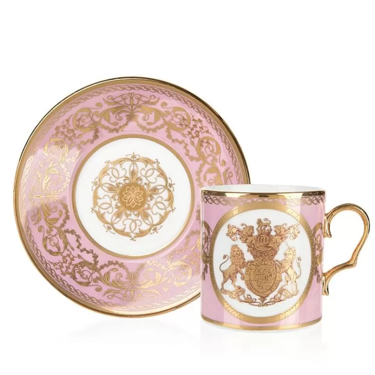 Royal Collection Shop Special Edition Lustre Pink And Green Coffee Cup And Saucer | Cups & Saucers