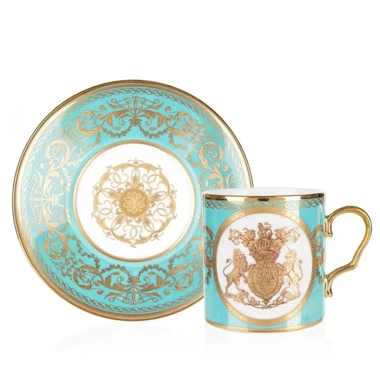 Royal Collection Shop Special Edition Lustre Pink And Green Coffee Cup And Saucer | Cups & Saucers