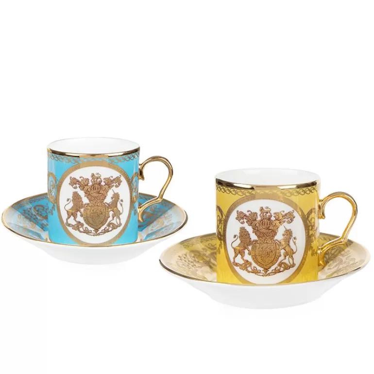 Royal Collection Shop Special Edition Lustre Turquoise And Yellow Coffee Cup And Saucer | Cups & Saucers
