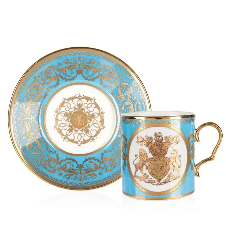 Royal Collection Shop Special Edition Lustre Turquoise And Yellow Coffee Cup And Saucer | Cups & Saucers