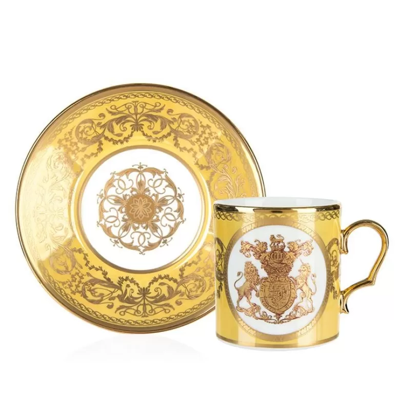 Royal Collection Shop Special Edition Lustre Turquoise And Yellow Coffee Cup And Saucer | Cups & Saucers