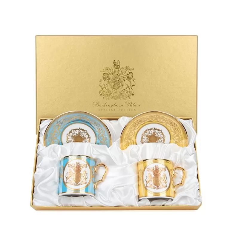 Royal Collection Shop Special Edition Lustre Turquoise And Yellow Coffee Cup And Saucer | Cups & Saucers
